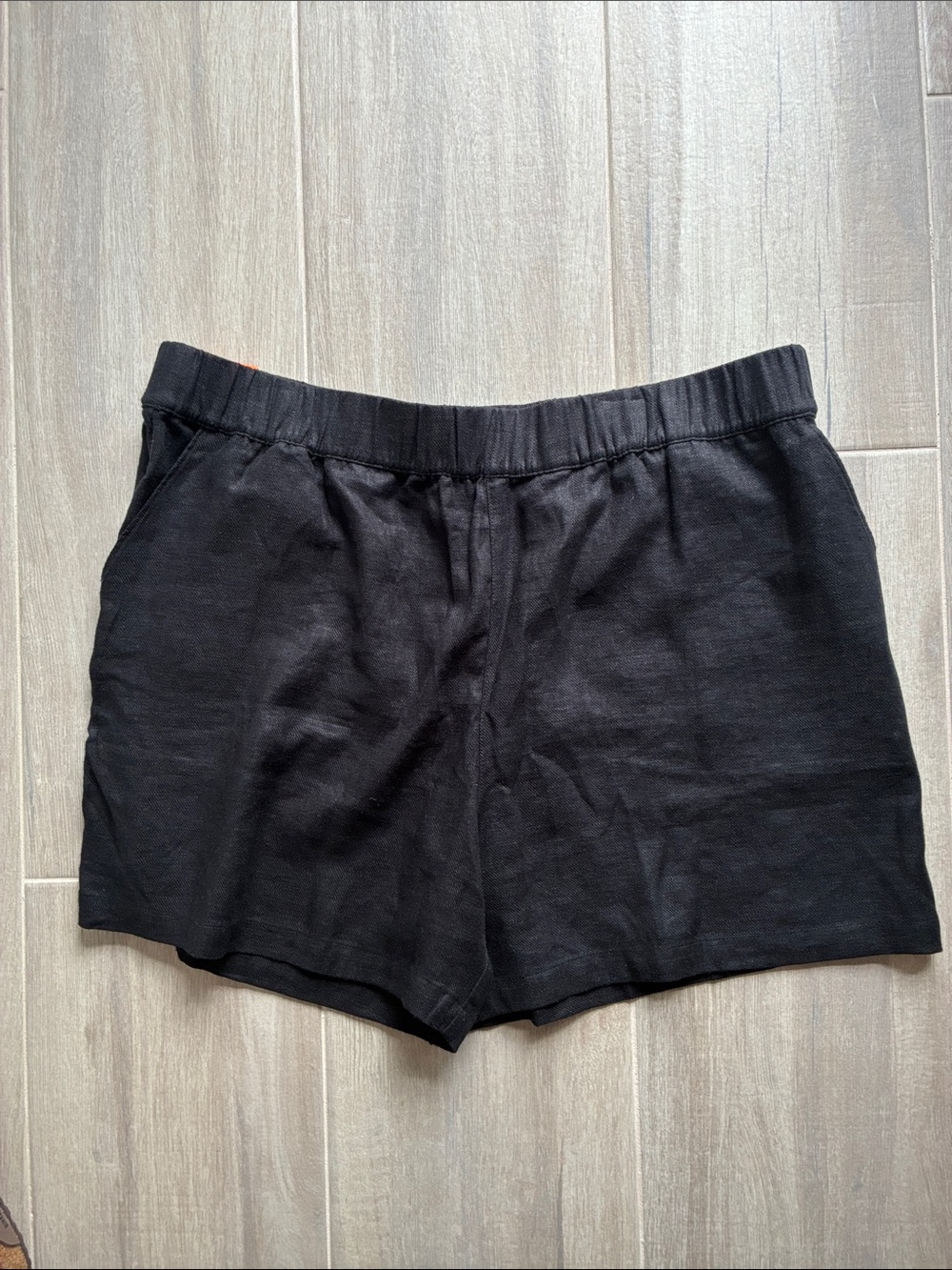 Blank NYC Black Linen-Blend Elastic Waist Shorts- XXL - NEW